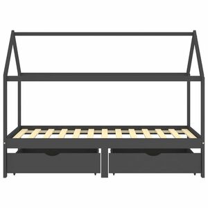 vidaXL Cadru pat copii cu sertare gri &icirc;nchis 90x200 cm lemn masiv pin