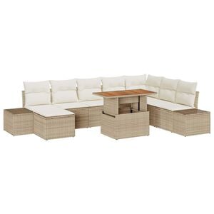 vidaXL Set de canapele pentru grădină 9 pcs Bej Rattan poli