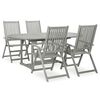 vidaXL Set mobilier de grădină cu 5 piese (150-200) x 100 cm, lemn masiv de acacia, gri