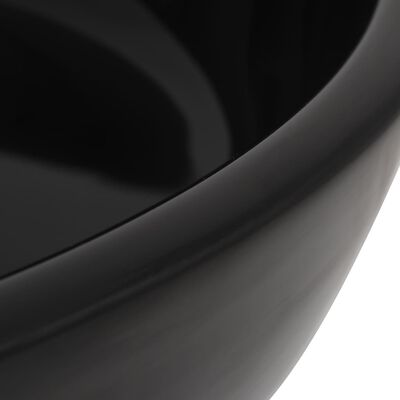 vidaXL Bazin chiuvetă ceramic, negru, 42 x 12 cm, rotund