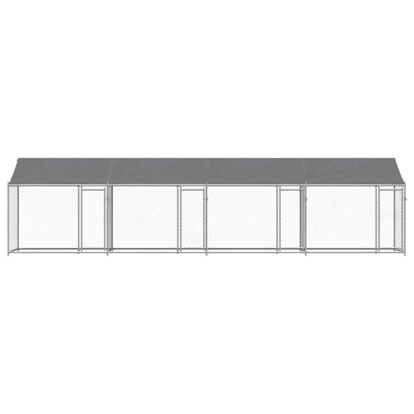 vidaXL Cușcă c&acirc;ini cu acoperiș și uși, gri, 8x2x2 m, oțel galvanizat