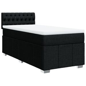 vidaXL Pat box spring cu saltea, negru, 80x200 cm, textil
