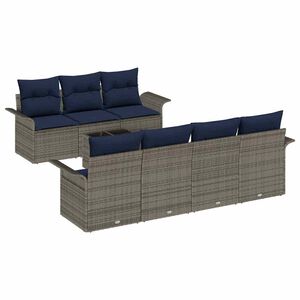 vidaXL Set de canapele pentru grădină 8 pcs Gri și bleumarin poliratan