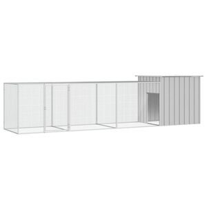 vidaXL Coteț pentru păsări, gri, 400x91x100 cm, oțel galvanizat