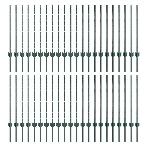 vidaXL Stâlpi de Gard Manual 44 pcs Verde 120 cm Oțel