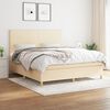 vidaXL Pat box spring cu saltea, crem, 160x200 cm, material textil