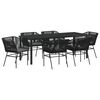 vidaXL Set de masă pentru grădină cu pernă 7 pcs Negru