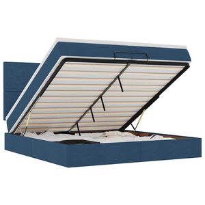 vidaXL Cadru de pat otoman cu saltele, țesătură albastră 200x200cm