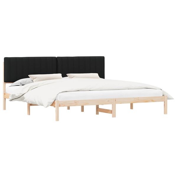 vidaXL Cadru de pat cu tăblie tapițată cu headboard Negru 200 x 200 cm