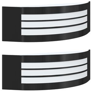 vidaXL Lumină de perete pentru exterior 2 pcs Negru 32 x 10 x 10 cm