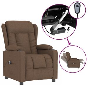 vidaXL Fotoliu rabatabil electric, maro, material textil