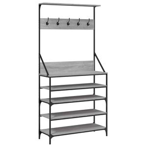 vidaXL Suport de haine cu raft pantofi, sonoma gri, 90x34x184 cm