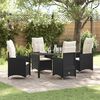 vidaXL Set de masă pentru grădină cu pernă 5 pcs Negru Rattan poli
