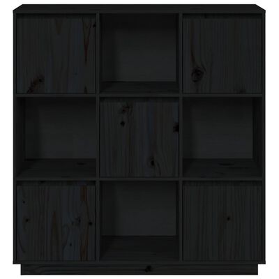 vidaXL Dulap înalt, negru, 110,5x35x117 cm, lemn masiv de pin