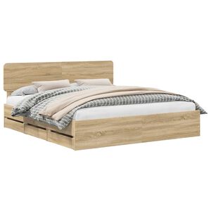 vidaXL Cadru de pat Stejar Sonoma 200 x 200 cm Lemn prelucrat