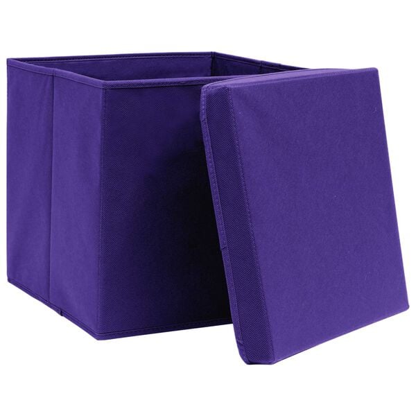 vidaXL Cutii depozitare cu capace 10 buc. violet, 32x32x32 cm, textil