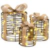 vidaXL Decorațiune Cutie Cadou 3 buc. Alb cald 20 x 20 x 20 cm Ratan