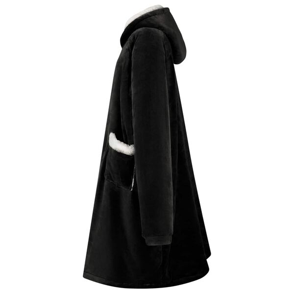 vidaXL Hanorac pătură Negru M Fleece și Flanel