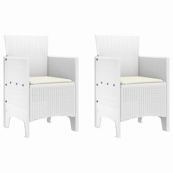 vidaXL Scaun pentru Grădină 2 pcs Alb Dimensiune: 53 x 49 x 85 cm