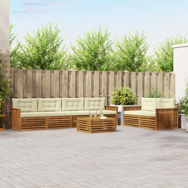 vidaXL Set de canapele de exterior cu pernă 7 pcs Natural și Crem