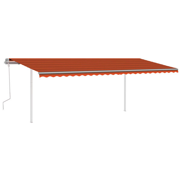 vidaXL Copertină retractabilă manual cu LED, portocaliu/maro, 6x3 m
