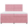 vidaXL Pat box spring cu saltea, roz, 200x200 cm, catifea