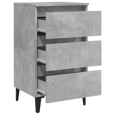 vidaXL Noptieră cu picioare metalice, gri beton, 40x35x69 cm