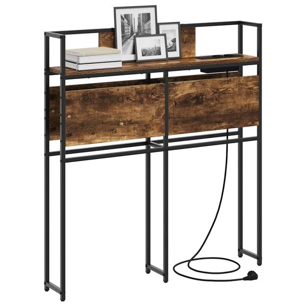 vidaXL Tăblie de depozitare cu raft Stejar afumat 100 cm Lemn compozit