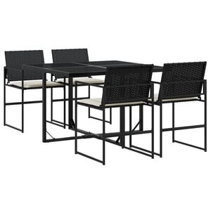 vidaXL Set mobilier de grădină cu perne, 5 piese, negru, poliratan
