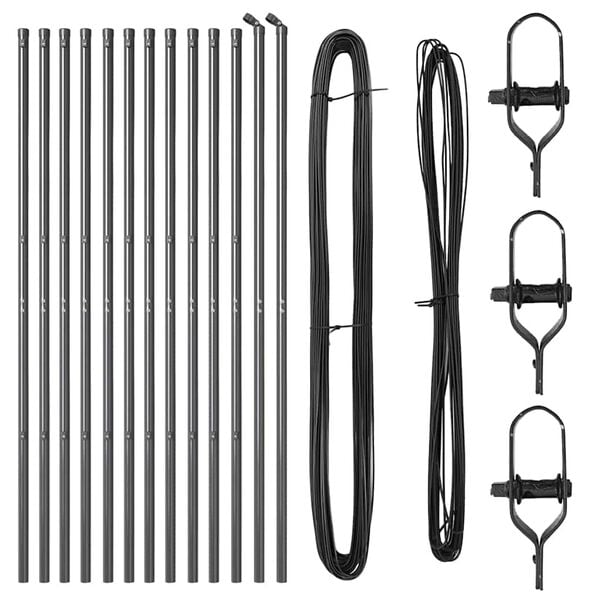 vidaXL St&acirc;lp de gard. 13 pcs Gri Oțel