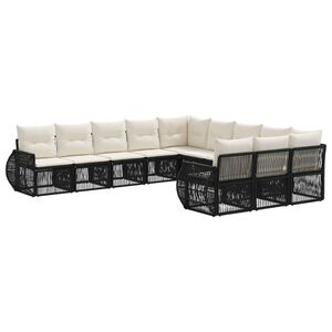 vidaXL Set de canapele pentru grădină 11 pcs Negru și Alb crem