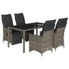 vidaXL Set bistro de grădină cu perne, 5 piese, gri, poliratan