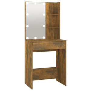 vidaXL Masă de toaletă cu LED, stejar fumuriu, 60x40x140 cm