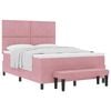 vidaXL Pat cu arcuri cu headboard Roz 190 x 140 cm Catifea