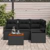 vidaXL Set de canapele pentru grădină cu pernă 5 pcs Negru Rattan poli
