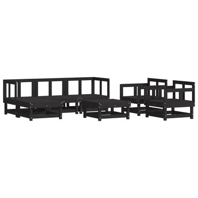 vidaXL Set mobilier de grădină cu perne, 7 piese, negru, lemn masiv