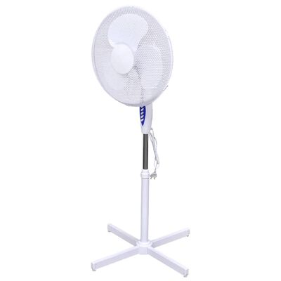 Ventilator oscilant cu picior, înălțime-înclinare reglabile, alb, 60 W