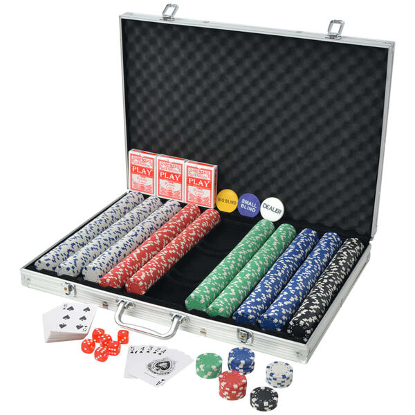 vidaXL Set de poker cu 1000 de jetoane din aluminiu
