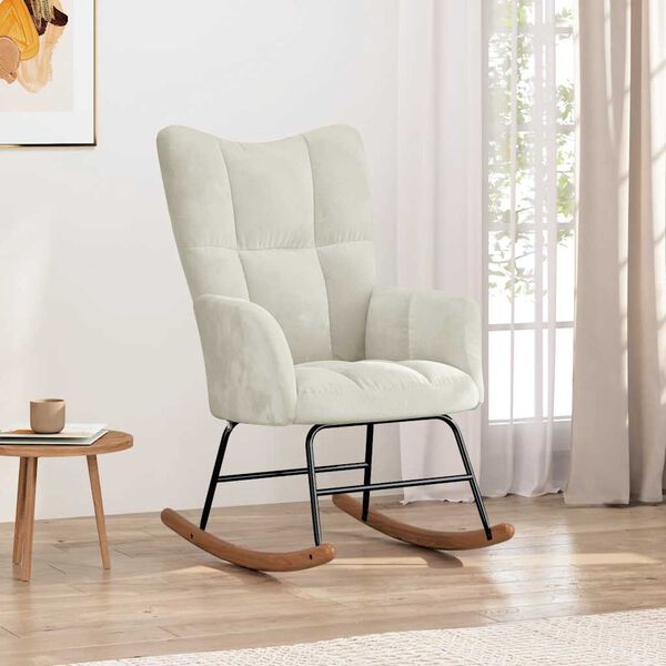 vidaXL Scaun balansoar, alb crem, catifea