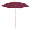 vidaXL Umbrelă de soare de exterior, st&acirc;lp lemn, roșu bordo, 270 cm