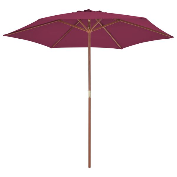 vidaXL Umbrelă de soare de exterior, st&acirc;lp lemn, roșu bordo, 270 cm
