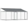 vidaXL Cușcă c&acirc;ini cu acoperiș și uși, gri, 4x2x2 m, oțel galvanizat