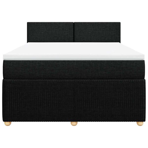 vidaXL Pat box spring cu saltea, negru, 160x200 cm, textil