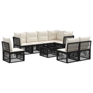 vidaXL Set de canapele pentru grădină 9 pcs Negru poliratan