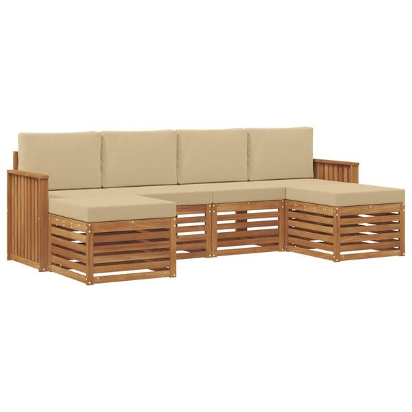 vidaXL Seturi de canapele 6 pcs Natural și Bej Lemn Solid de Acacia