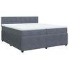 vidaXL Pat box spring cu saltea, gri &icirc;nchis, 200x200 cm, catifea
