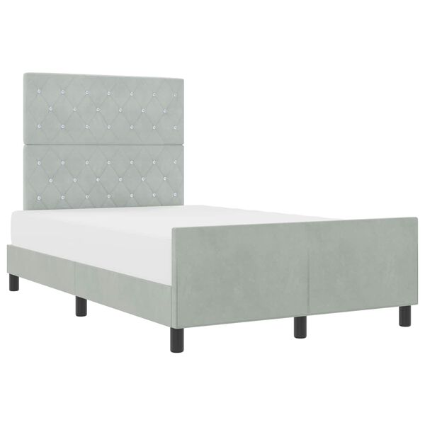 vidaXL Pat cu arcuri cu headboard Gri deschis 120 x 200 cm Catifea