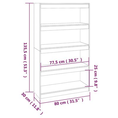 vidaXL Bibliotecă/Separator cameră, 80x30x135,5 cm, lemn masiv pin