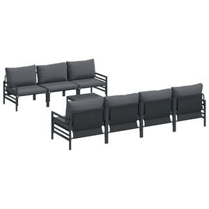 vidaXL Set de canapele pentru grădină 8 buc. Negru Oțel