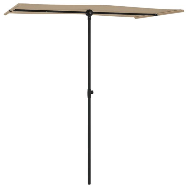 vidaXL Umbrelă de soare de grădină, st&acirc;lp aluminiu, taupe, 180x110 cm